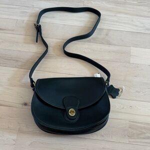 Prairie Darlk Green Leather Turnlock Saddle Crossbody Purse Bag-New-Classic